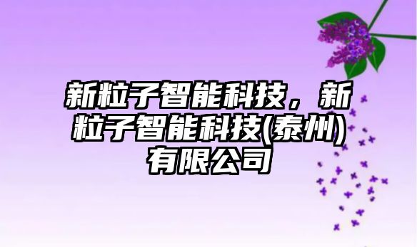 新粒子智能科技，新粒子智能科技(泰州)有限公司
